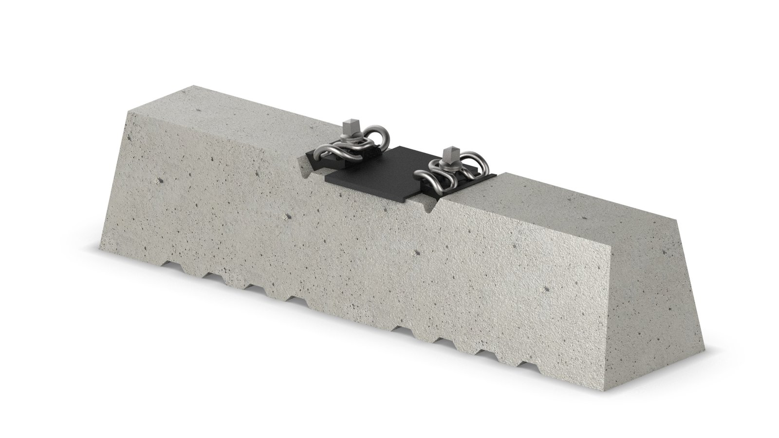 Crane rail fastened to a concrete sleeper